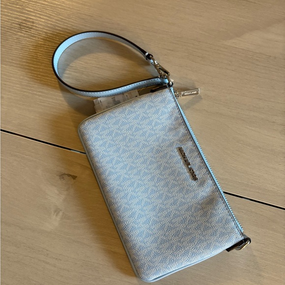Michael Kors Sky Blue Monogram Wristlet - Picture 1 of 6